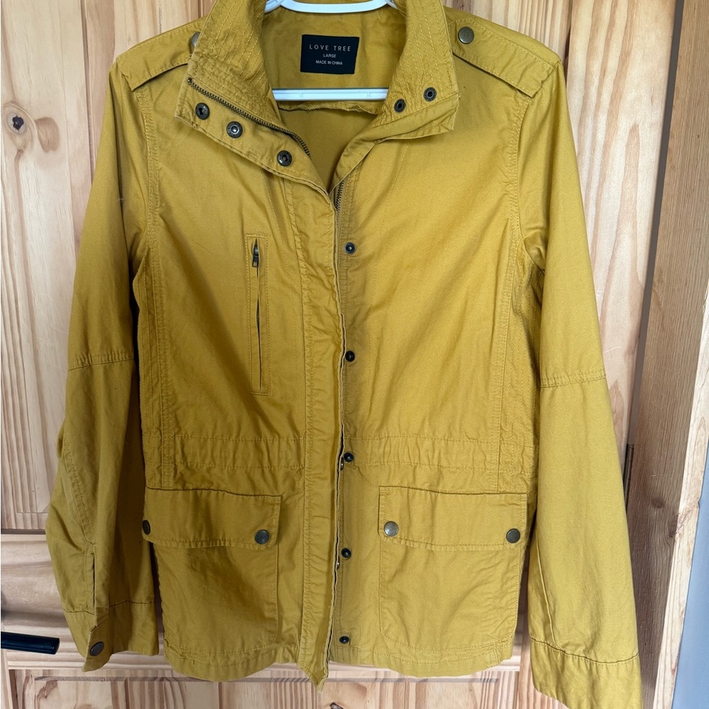 Love Tree Yellow Utility Jacket with Adjustable Waist